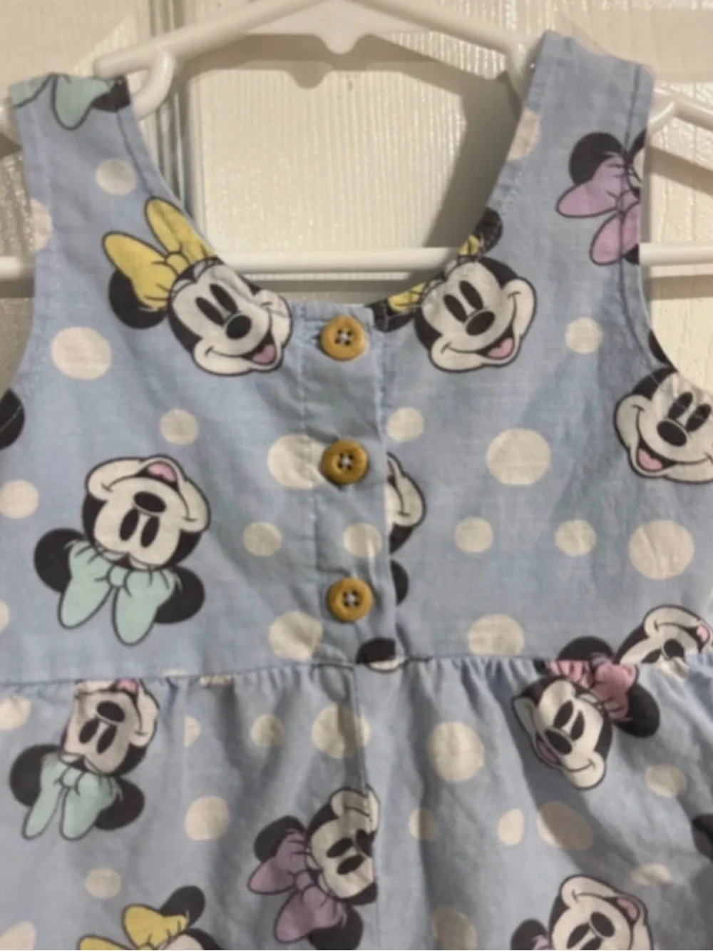 Disney Light Blue Minnie Mouse Polka Dot One-Piece Romper